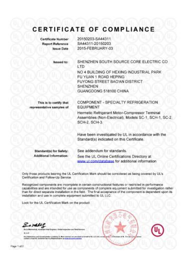 Porcellana SHENZHEN SSC ELECTRIC CO.,LTD Certificazioni